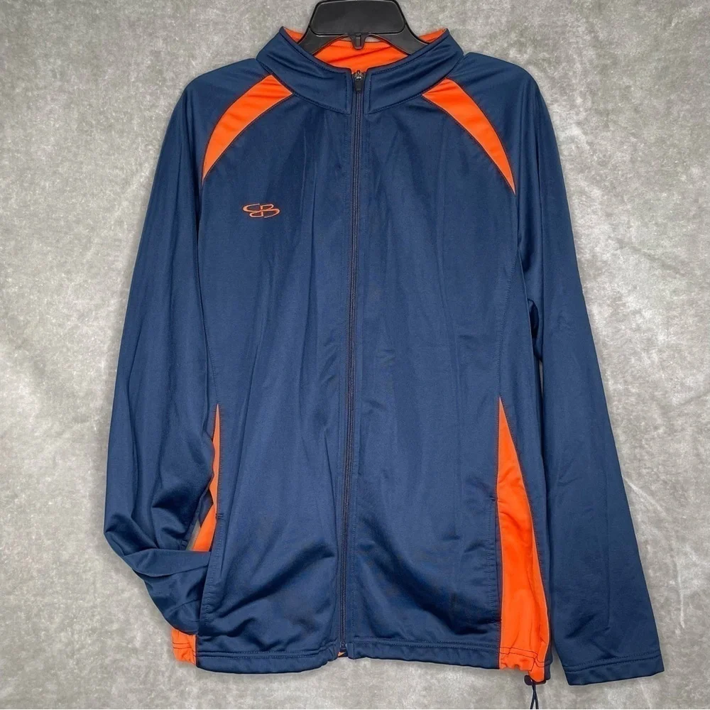 Boombah Full Zip Athletic Jacket Adjustable Cinch Waist Blue Orange XL